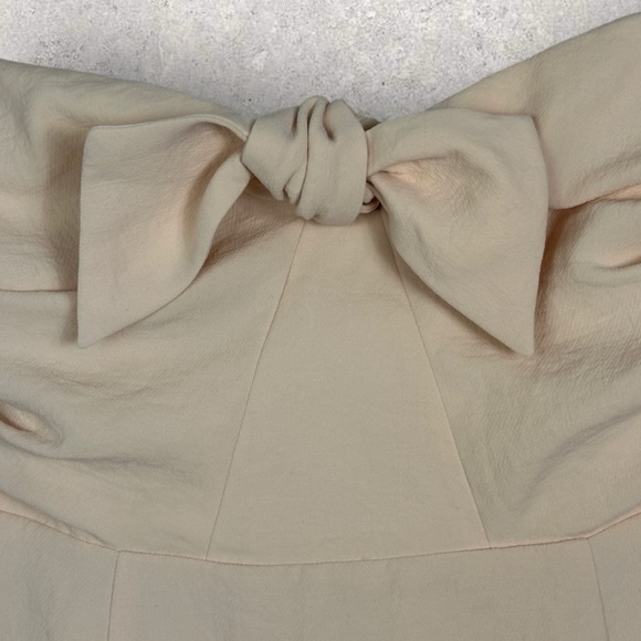 Sezane Ondine Dress Nude Cream Bow Front Mini Size 38 French / US Size 6 Minimal - Picture 7 of 16